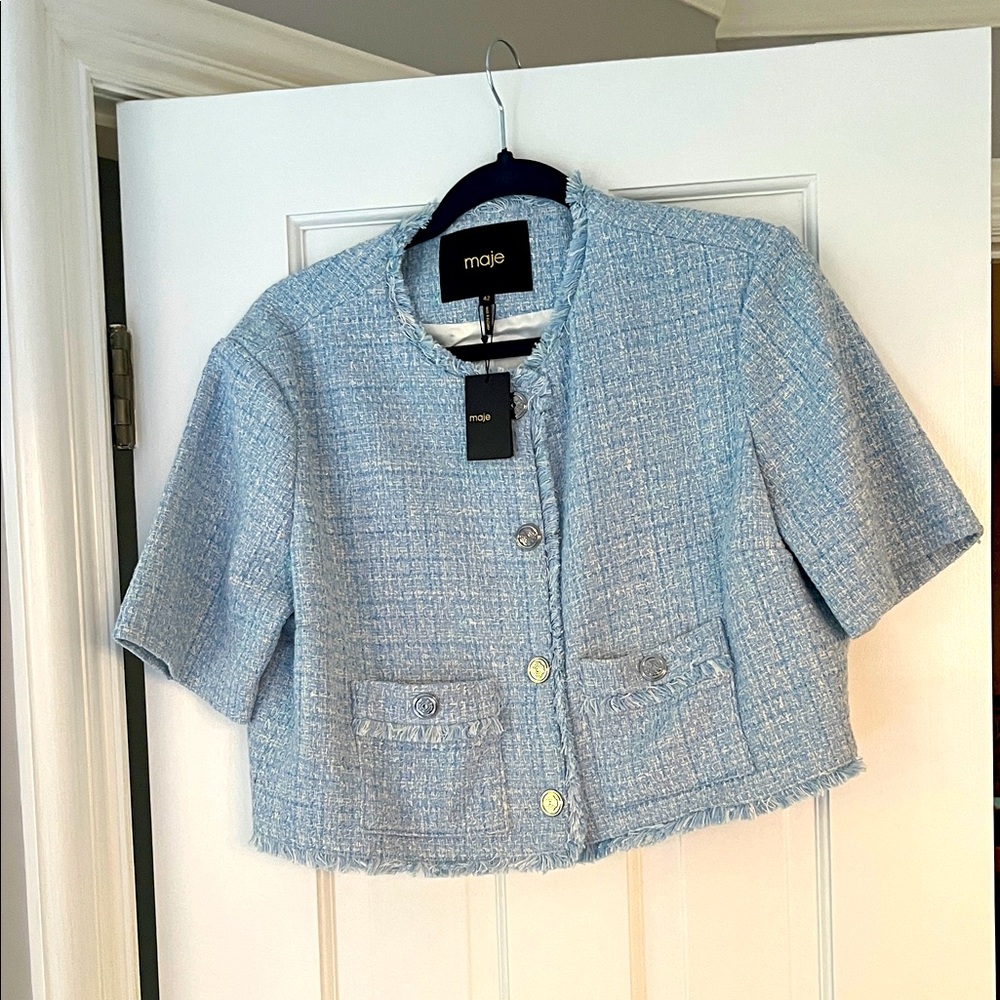 Maje Light Blue Tweed Jacket